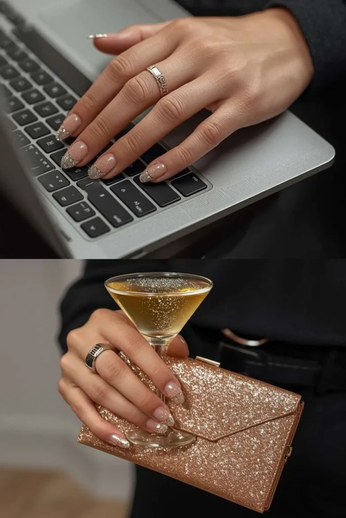 Glitter French Tips: The 2025 Trend That's Making Classic Manicures Shine 4 Glitter French Tips