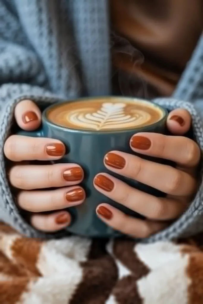 Short Pumpkin Spice Nails: 45+ Cozy Fall Designs That Define Autumn 2025 2 Short Pumpkin Spice Nails