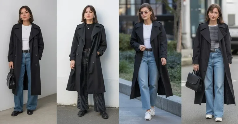 black trench coat outfit